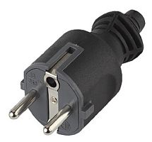 Вилка электрическая с заземлением прямая ЭРА V4(B) 16А черный картинка 